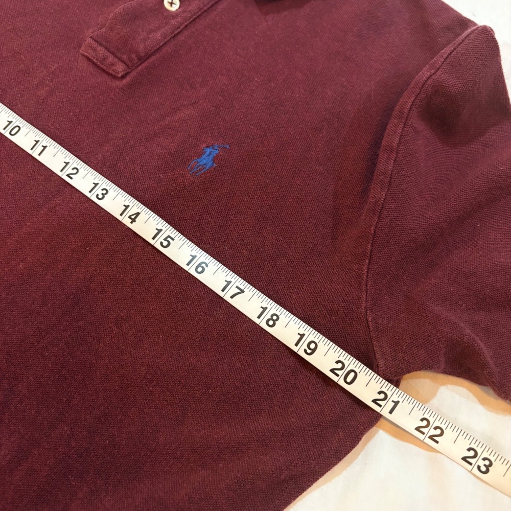 Polo Ralph Lauren Mens Burgundy Maroon Pique Cotton Short Sleeve Polo Shirt M - Picture 9 of 9